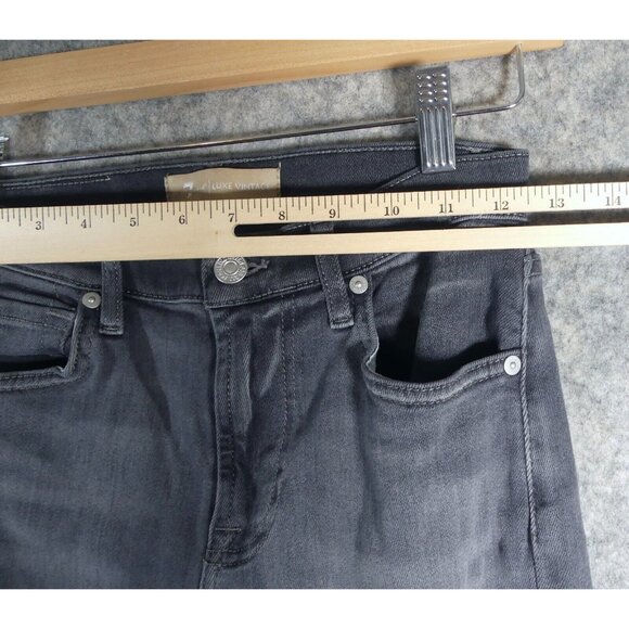 7 For All Mankind 26 Jeans High Waist Slim Kick Frayed Hem Gray - Picture 3 of 11